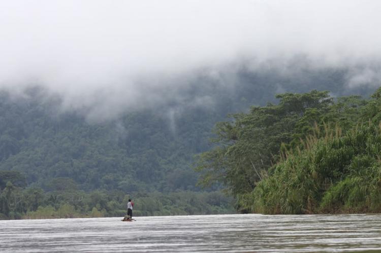 Indigenous Miskito moving over the waters of the Rio Patuca