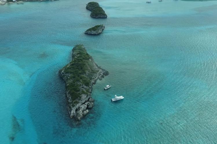 Exuma Cays, Bahamas aerial view