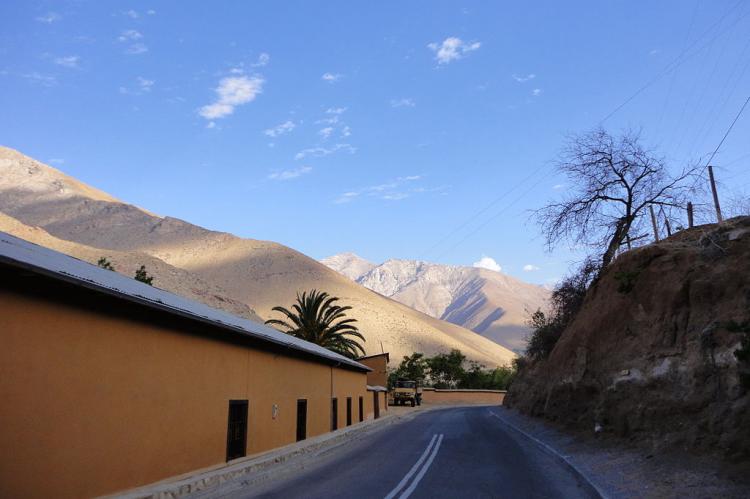 Street in the town of Pisco Elqui, Chile