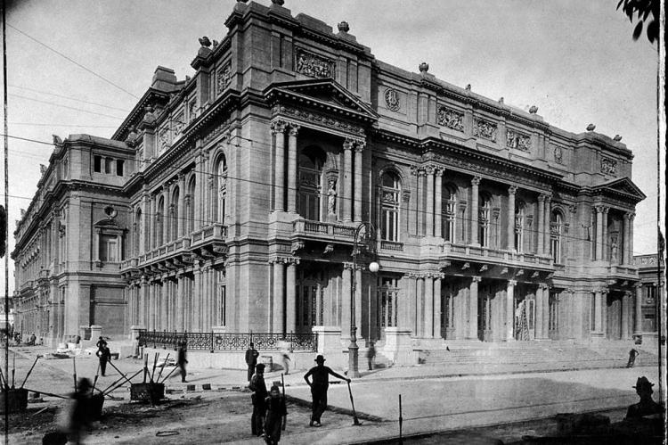 Construction of the second Teatro Colón in 1908, Buenos Aires, Argentina