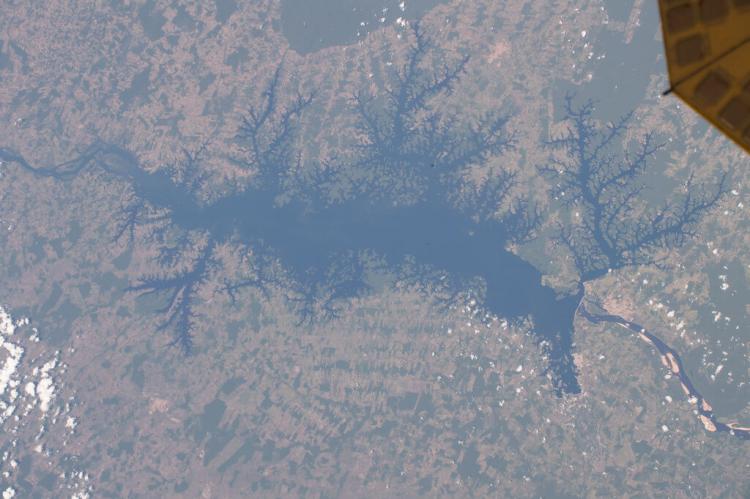 Tocantins River and its tributaries in northern Brazil from International Space Station above Brazil