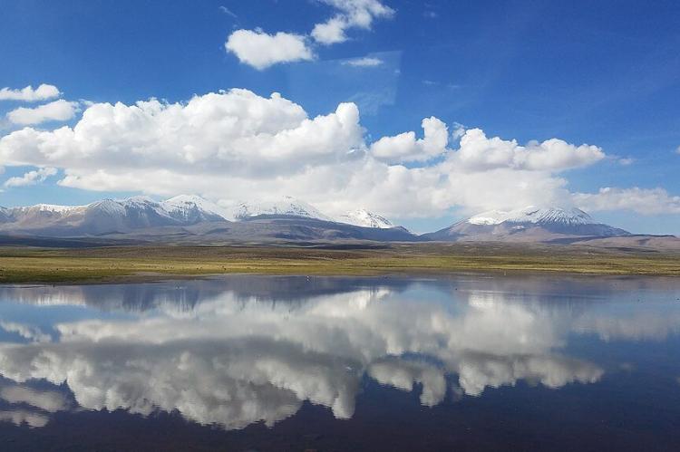 Reflection panorama, Sajama National Park, Bolivia
