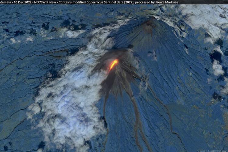 Satellite image of Volcán de Fuego, Guatemala