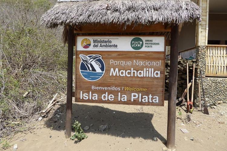 Welcome sign to Isla de la Plata, Ecuador