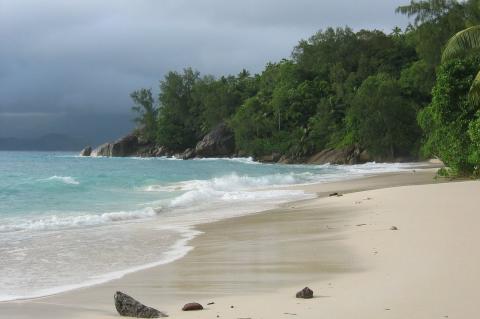 Caribbean island vista: storm approaching