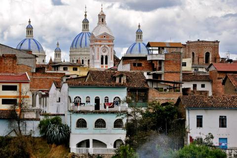Cathedral domes over the City of Cuenca, Ecuador