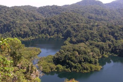 View of Lake Metzabok, Metzabok Reserve (Lacandonas), Chiapas, Mexico