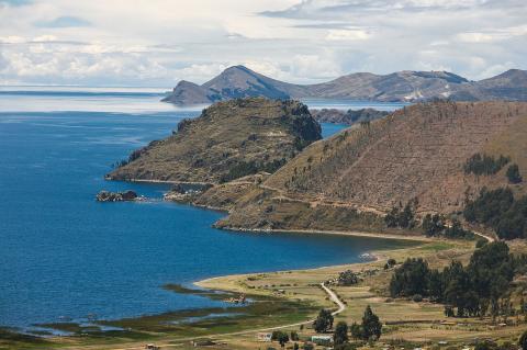 Lake Titicaca, on the border of Peru and Bolivia