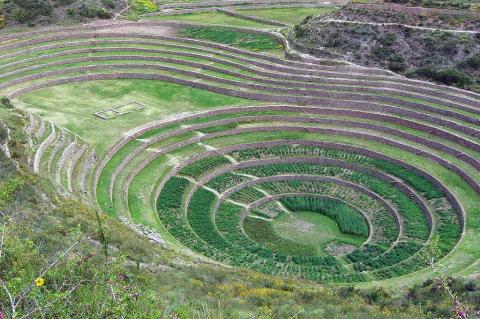 Inca terraced ruins at Moray, Peru