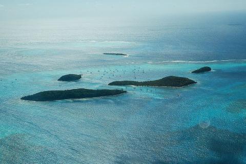 Aerial view of Tobago Cays, a Saint Vincent and the Grenadines National Marine Park