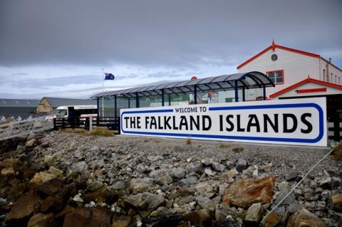 Welcome sign, Stanley, Falkland Islands