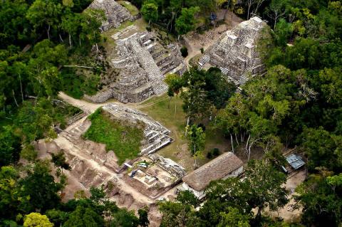 Aerial view of Yaxhá ruins, Guatemala