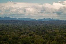 View of the Andean foothills and plains of the Madidi National Park adjoining the Bahuaja-Sonene National Park