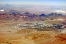 Aerial view of Andes volcanoes in western Bolivia